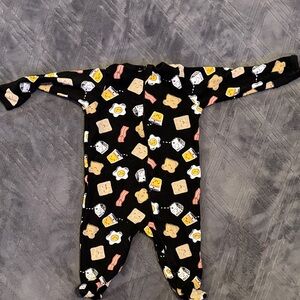 Wonder Nation Black Breakfast Print Kids Footie